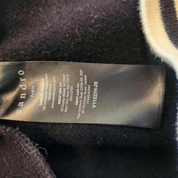 Sandro Paris Love Jacket Mens Large 40 Varsity Bomber Hoodie - Picture 6 of 8